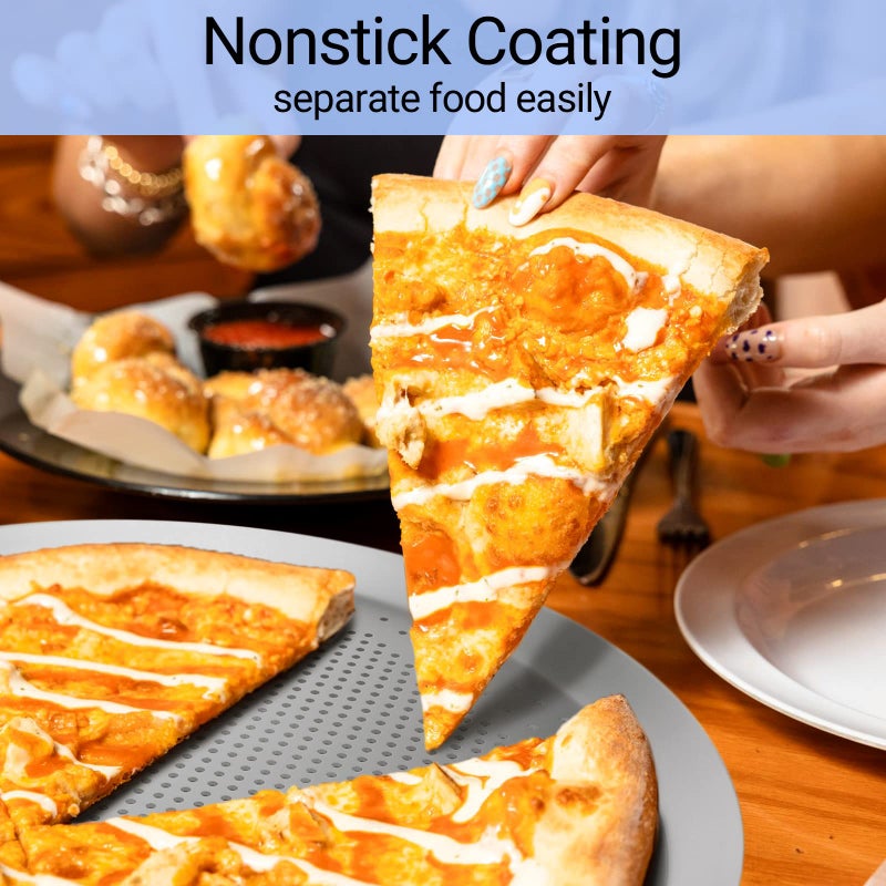 Beasea 14 Inch Pizza Crisper Pan, Aluminum Alloy Pizza Baking Tray with Holes for Home & Restaurant - Image 3
